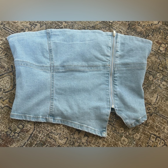 NWT Love Tree Denim Light Blue Strapless top - Picture 1 of 9